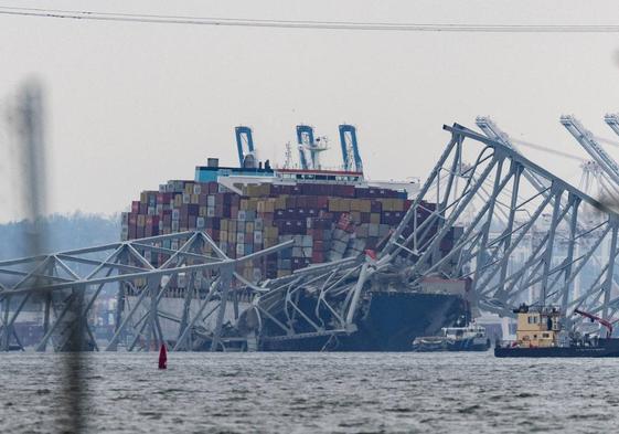 El puente de Baltimore quedó hecho pedazos tras el impacto del 'Dali'.