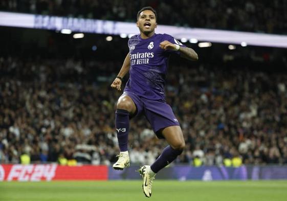 Rodrygo celebra su segundo gol al Athletic.