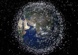 Ilustración con los millones de desechos espaciales que orbitan en torno a la Tierra.