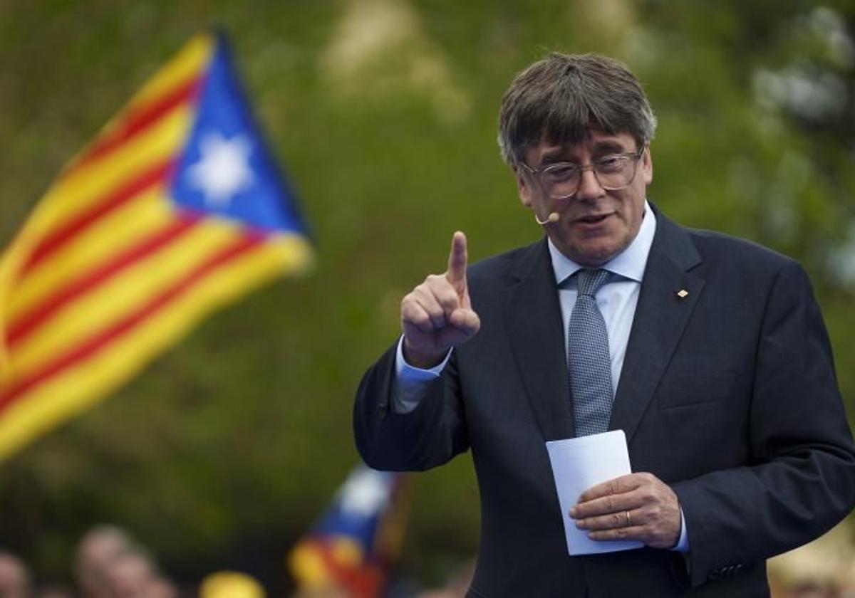 Carles Puigdemont durante un acto de Junts en Elna, al sur de Francia.