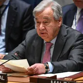 António Guterres, secretario general de la ONU, interviene en el Consejo de Seguridad.