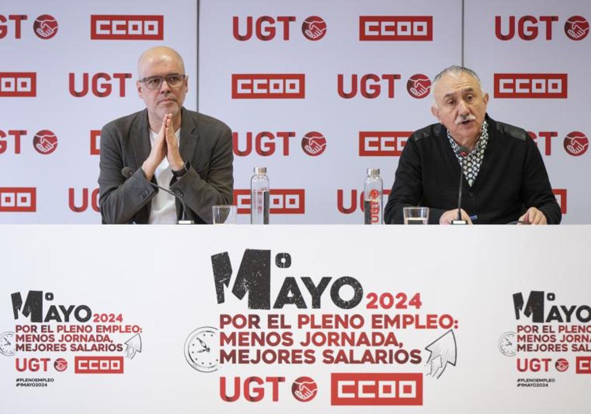 Los secretarios generales de CC OO y UGT presentan el primero de mayo.