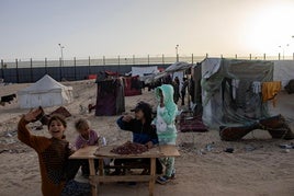 Imagen de un campo de refugiados en Rafah, en la Franja de Gaza.