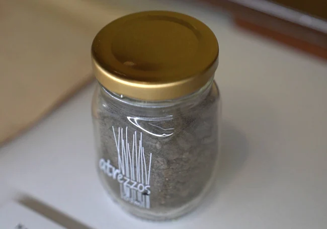 Glass jar with soil from Aracataca, García Márquez's hometown.