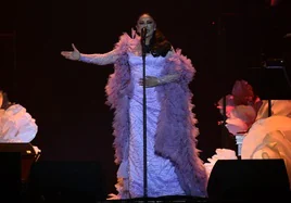 La cantante Isabel Pantoja durante el concierto que ofreció el sábado en el Wizink Center de Madrid.