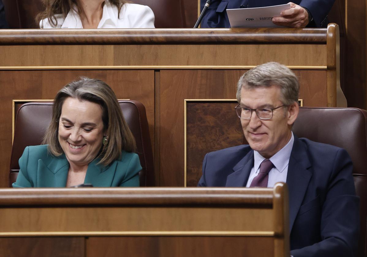 Feijóo junto a Gamarra este miércoles en el Congreso.