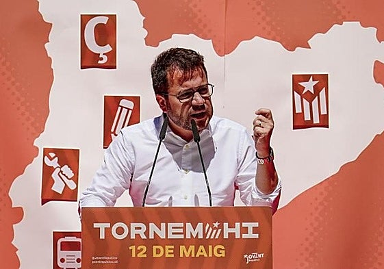 Pere Aragonès, en un acto de Esquerra este domingo en Barcelona.