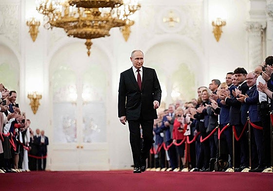 Vladímir Putin, en la ceremonia de toma de posesión en el Kremlin.