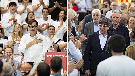 Illa y Puigdemont cierran la campaña catalana con las espadas en alto