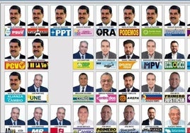 Boleta oficial para los comicios presidenciales en Venezuela.