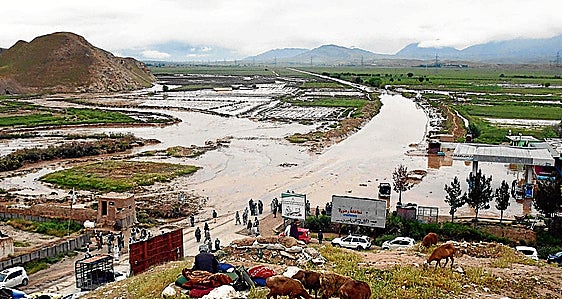 El agua ha anegado amplias zonas de Afganistán.