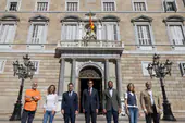 Los candidatos a las elecciones catalanas, a excepción del líder de Junts, Carles Puigdemont
