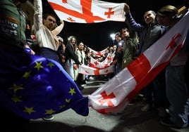 Las protestas contra la ley de agentes extranjeros se repiten en Tiflis y otras ciudades de Georgia desde hace semanas.