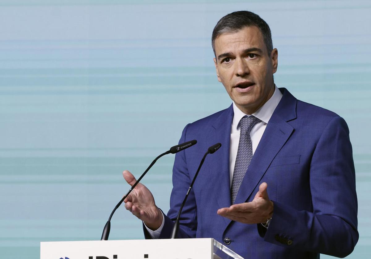 Pedro Sánchez, presidente del Gobierno, en un acto, este jueves