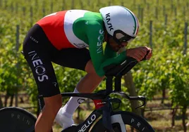 Filippo Ganna, vencedor en la contrarreloj de este sábado en el Giro.