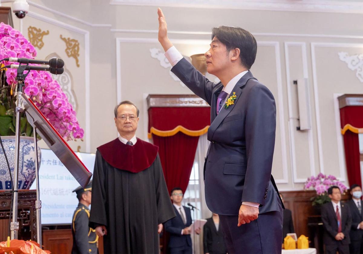 William Lai Ching-te, durante la ceremonia de investidura este lunes en Taipéi.