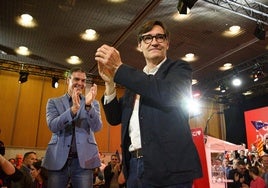 Pedro Sánchez y Salvador Illa, este domingo en Barcelona