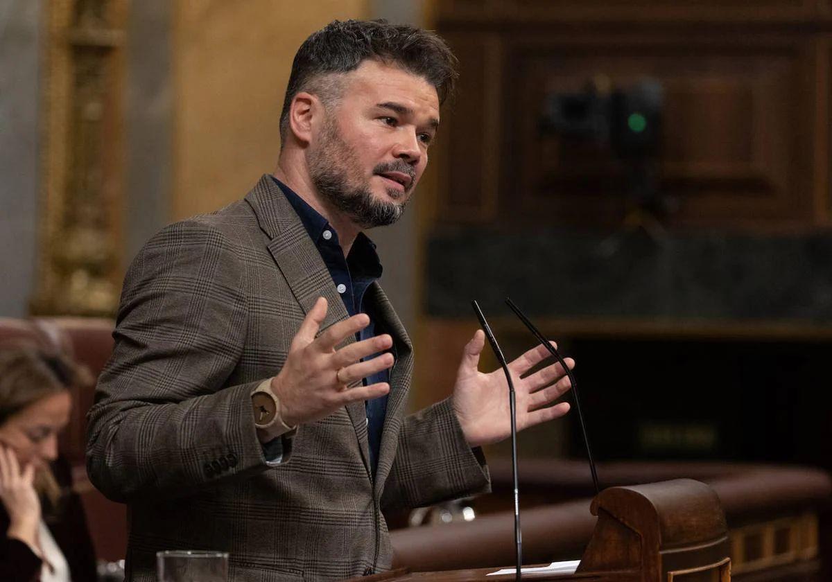 Gabriel Rufián durante una intervención en el Congreso.