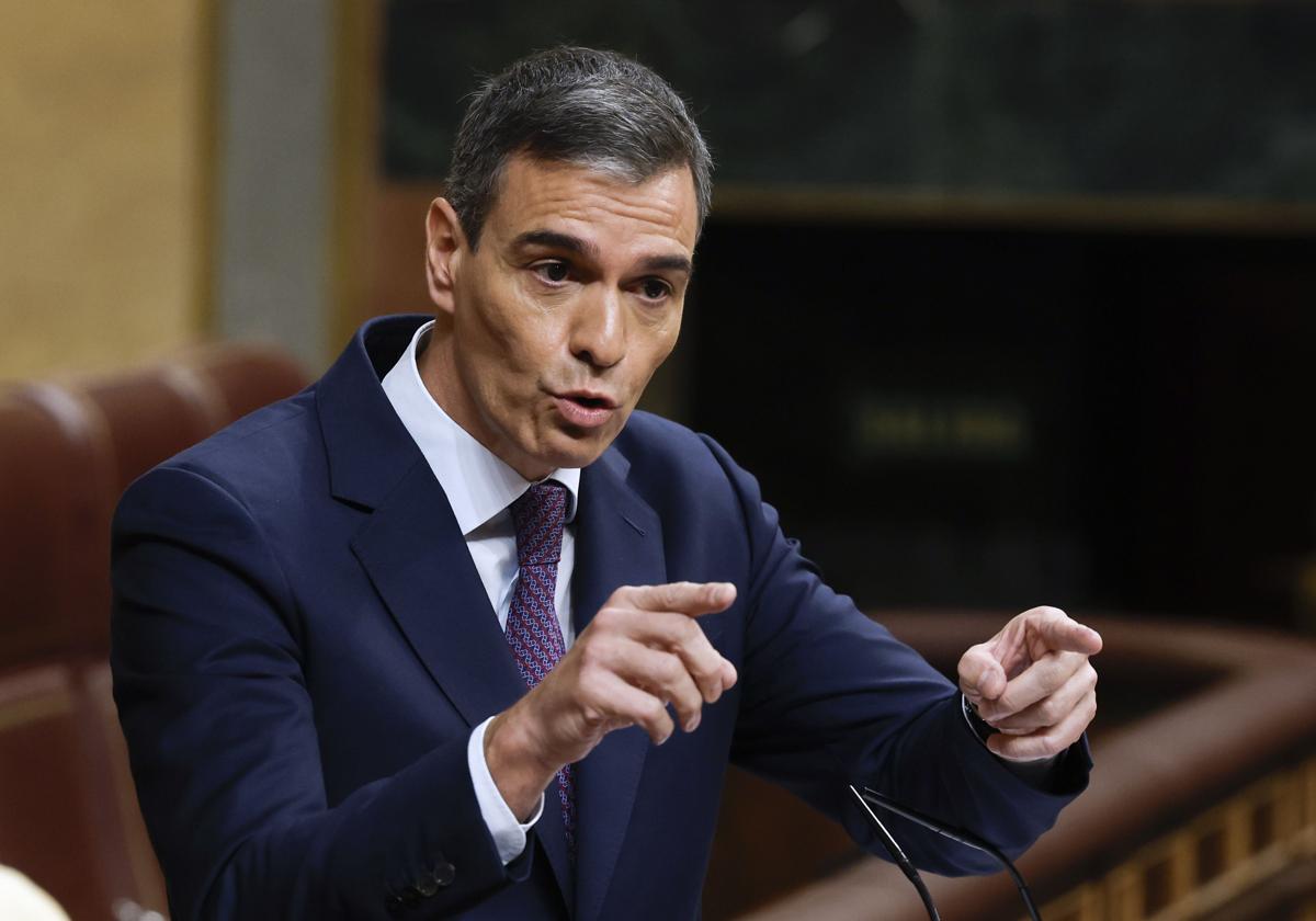 El presidente del Gobierno, Pedro Sánchez, durante el Pleno del Congreso de los Diputados.