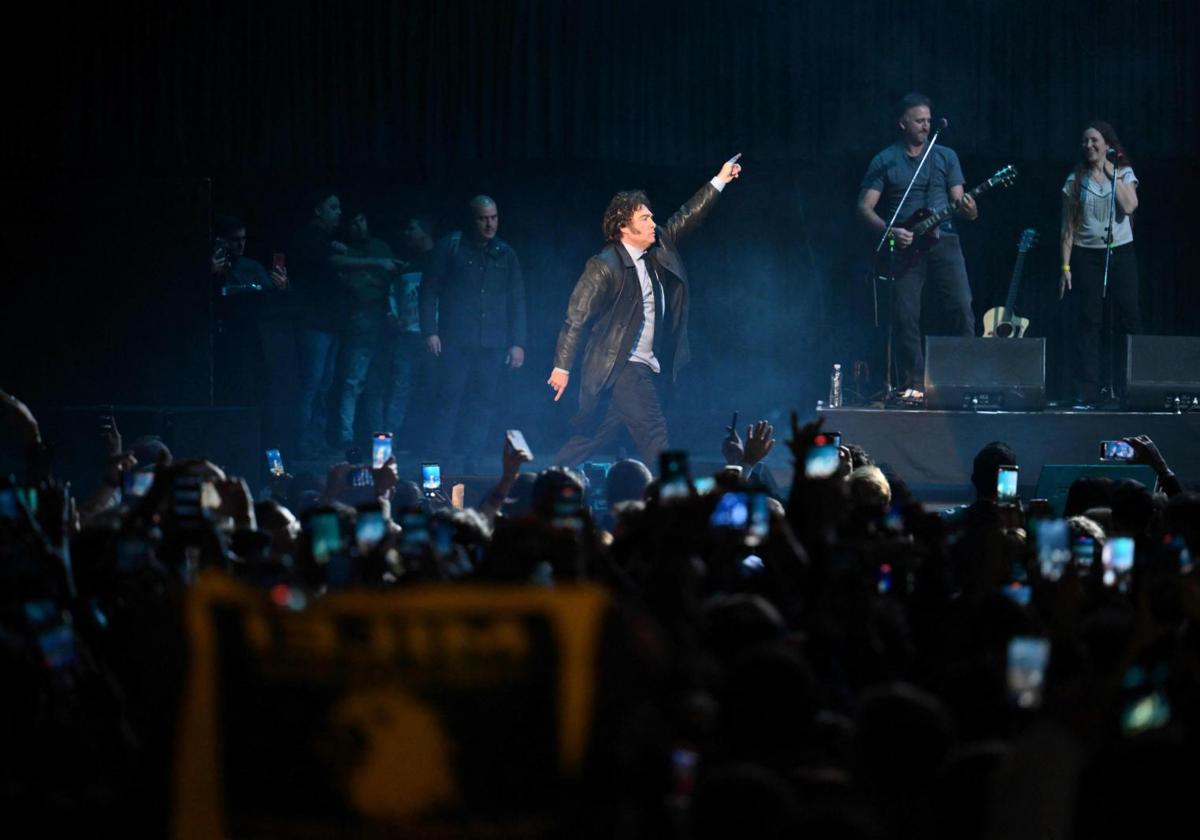 El presidente de Argentina, Javier Milei, durante la presentación de su libro