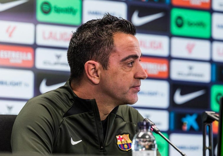 Xavi, durante su rueda de prensa previa al partido entre Sevilla y Barça.