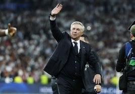 Carlo Ancelotti, celebrando el pasado 8 de mayo la clasificación para la final de Wembley.