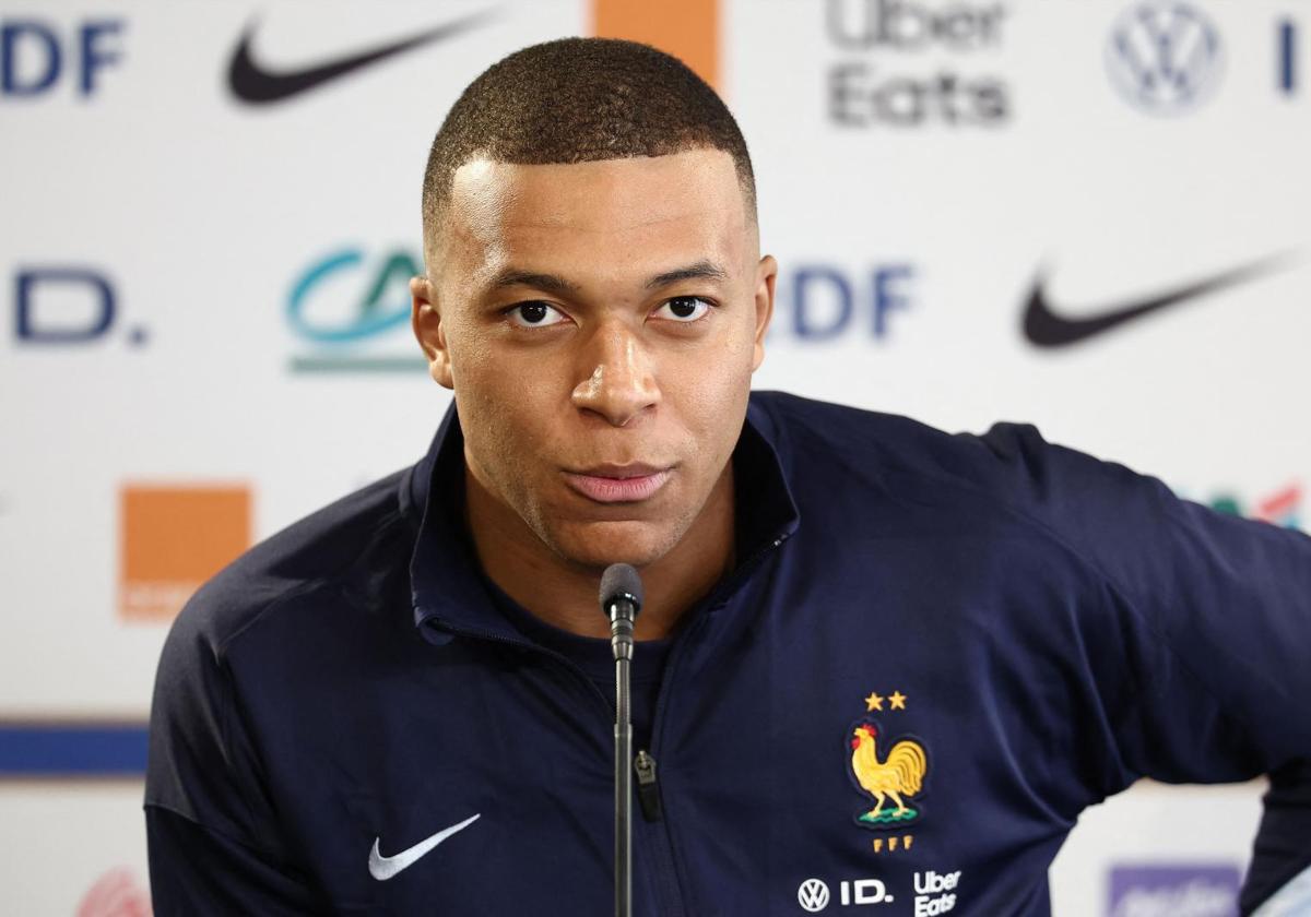 Kylian Mbappé, durante la rueda de prensa que ofreció este martes.