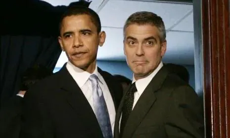 Obama and Clooney in an image from 2015.
