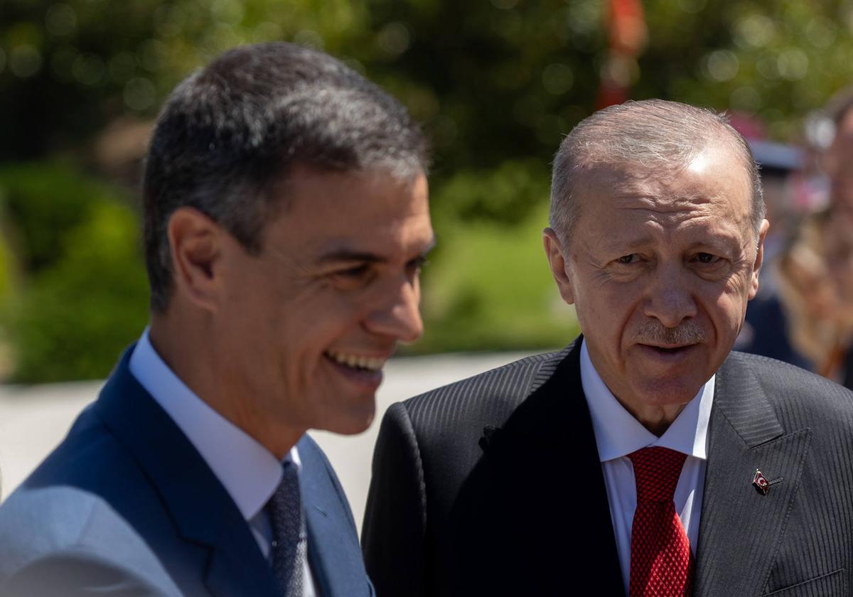 Sánchez y el presidente turco Erdogan, este jueves en Moncloa.