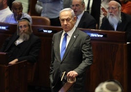 El primer ministro israelí, Benjamín Netanyahu, en una sesión en el Parlamento la semana pasada.