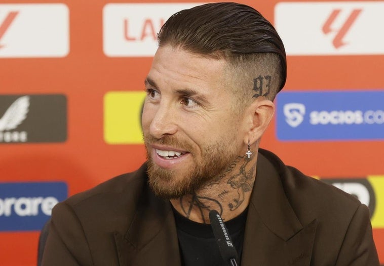 Sergio Ramos durante la rueda de prensa de su despide del Sevilla