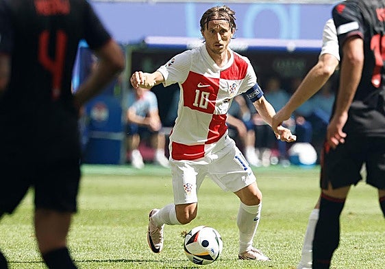Luka Modric en su último partido con Croacia ante Albania.