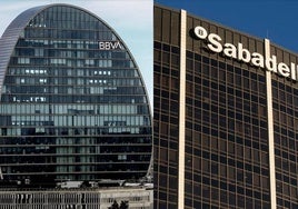 Sedes de BBVA y de Banco Sabadell.