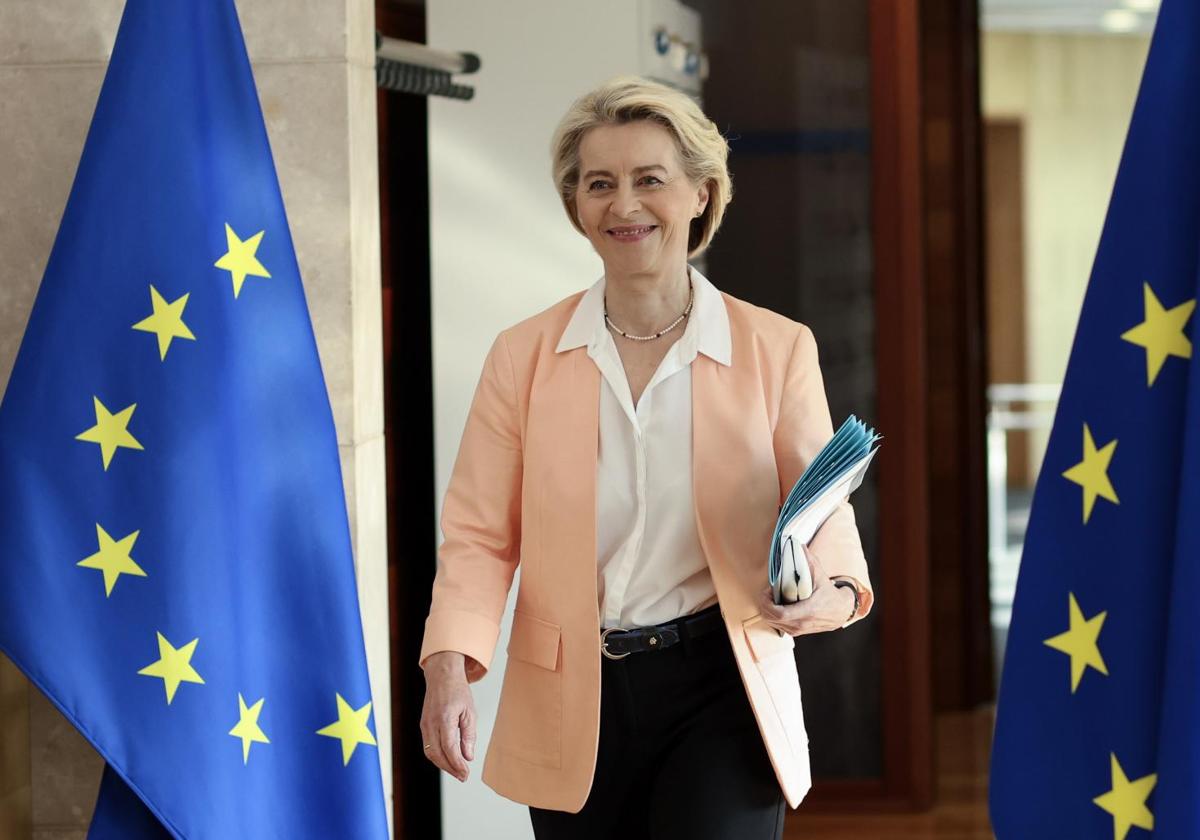 La presidenta de la Comisión Europea, Ursula von der Leyen, este miércoles en Bruselas.