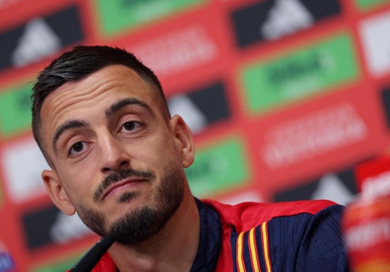 Joselu, durante la rueda de prensa.