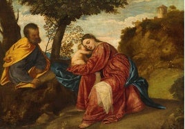 'Descanso en la huida a Egipto', pintada por Tiziano en el siglo XVI.