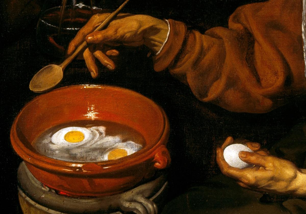 Detalle de 'Vieja friendo huevos', de Velázquez (1618).