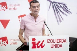 Antonio Maíllo, líder de IU, durante el acto de ayer.