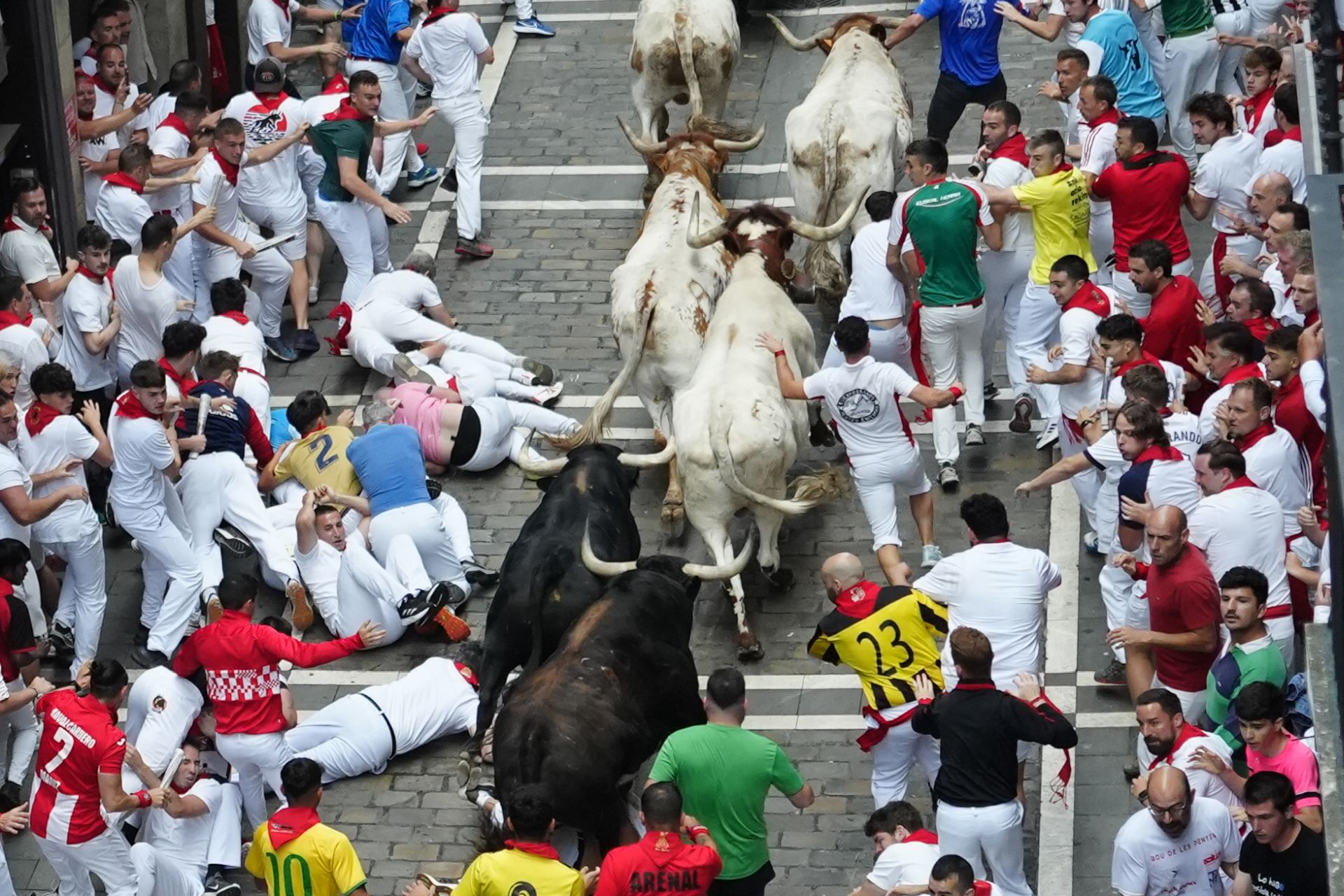 Hay dos cosas que caracterizan a los toros de Victoriano del Río en los encierros: velocidad y nobleza. Tan solo han dejado 6 corneados en 11 participaciones, una media muy baja de 0,5 heridos por asta por encierro.