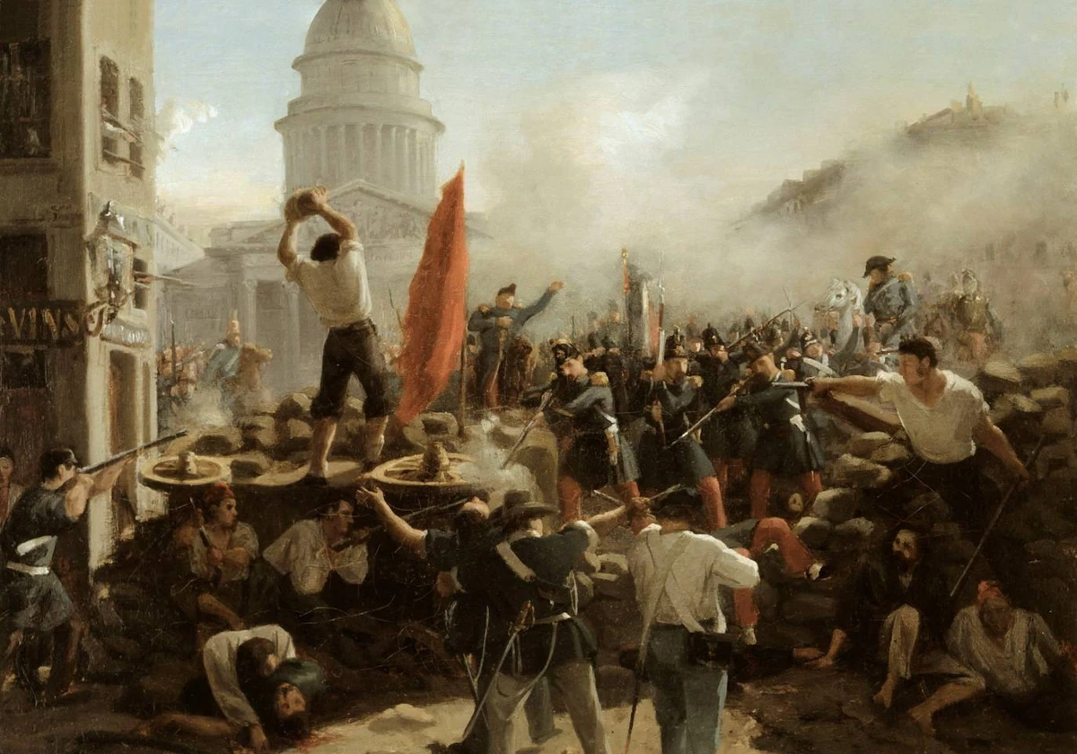 Barricadas en la calle Soufflot de París en junio de 1848.