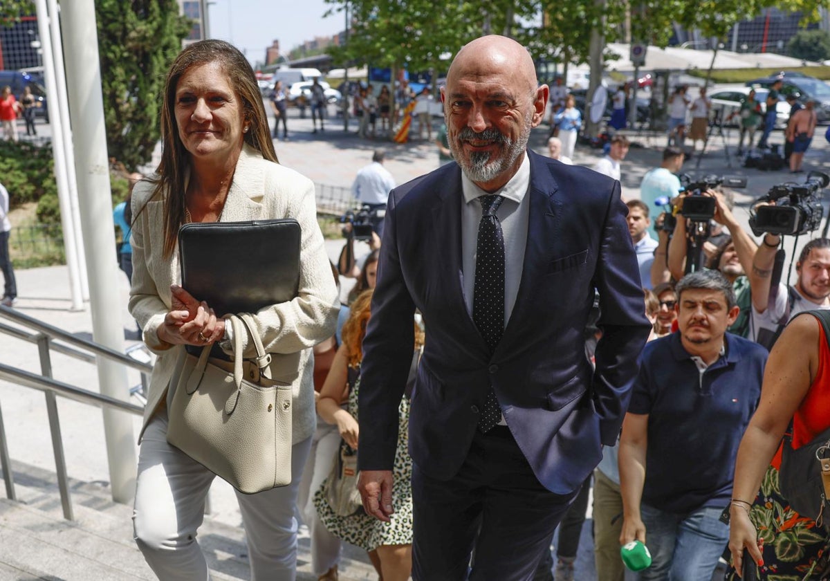 El rector de la Complutense, Joaquín Goyache, tras declarar como testigo en el juzgado el pasado 5 de julio.