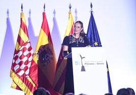 La Princesa Leonor interviene durante la entrega de los XV Premios Fundación Princesa de Girona.