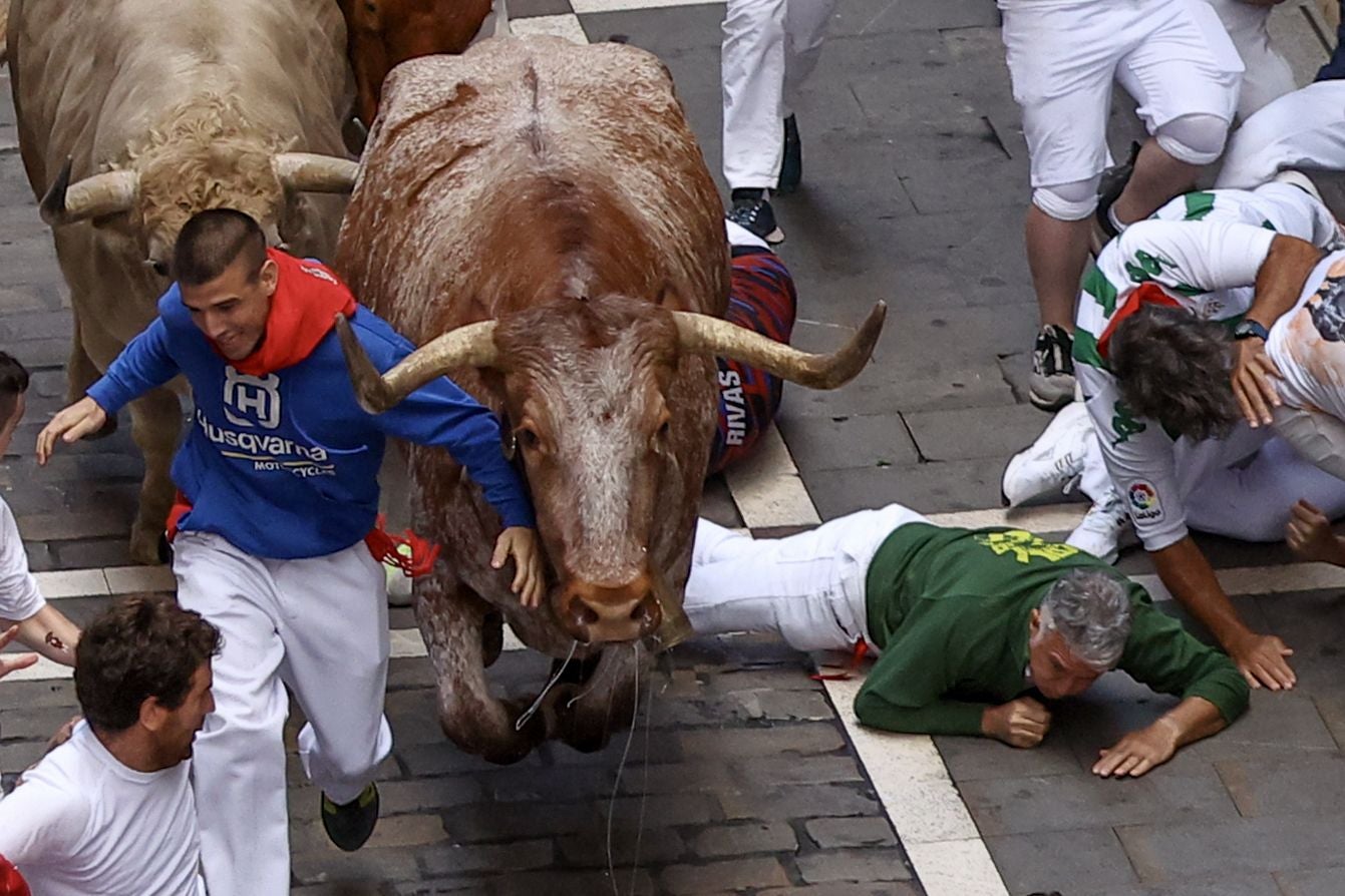 Otra carrera veloz, trepidante, con una velocidad que no era normal hace años pero que se ha convertido en habitual en los últimos Sanfermines, donde los toros parecen tener prisa por llegar a la plaza de toros pamplonica.