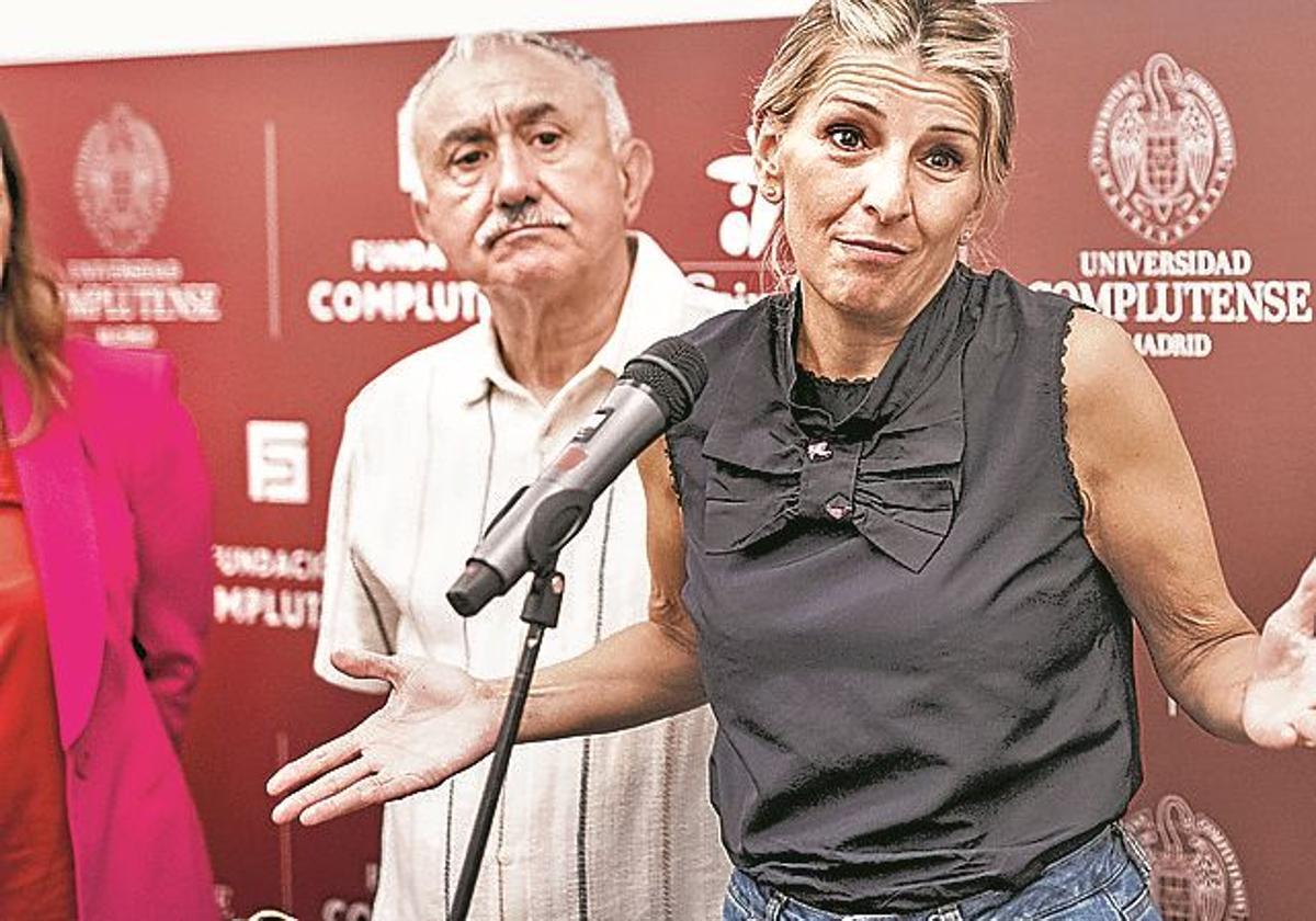 La ministra Yolanda Díaz y el líder de UGT, Pepe Álvarez.