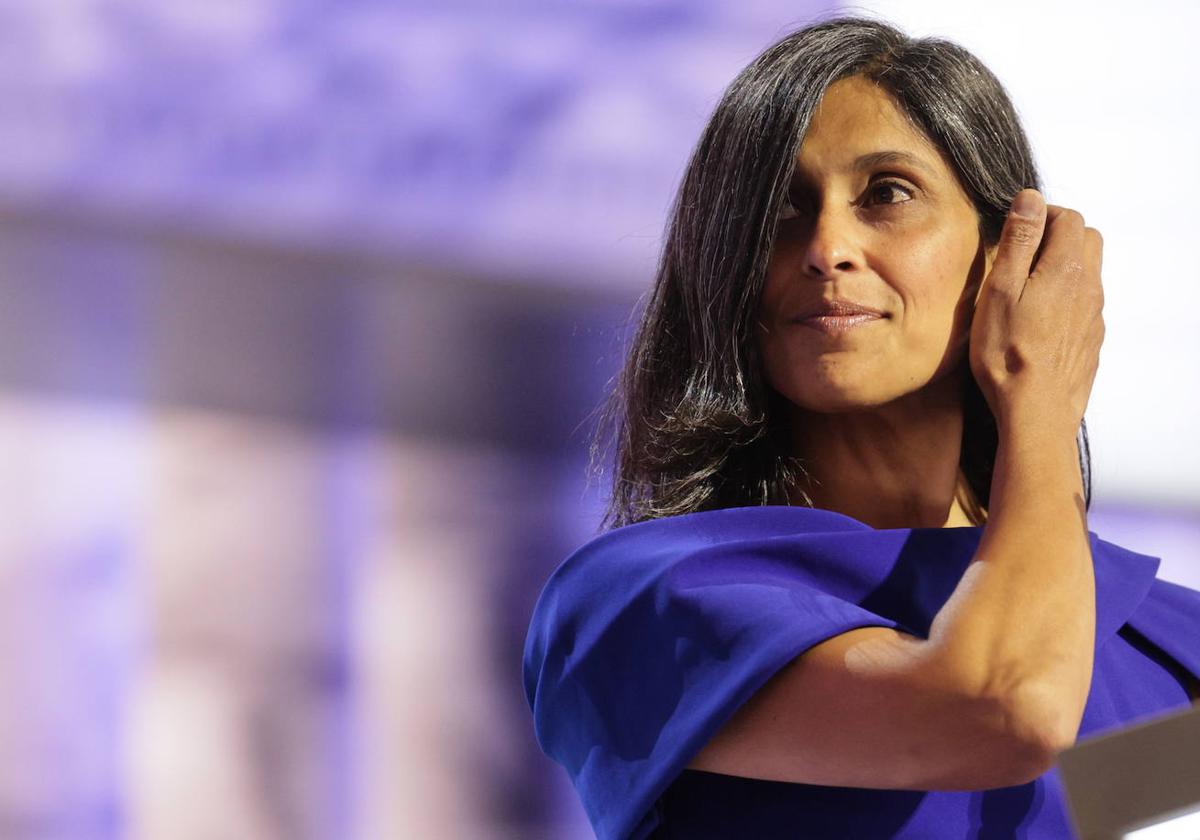 Usha Vance, en la convención de los republicanos en Milwaukee.