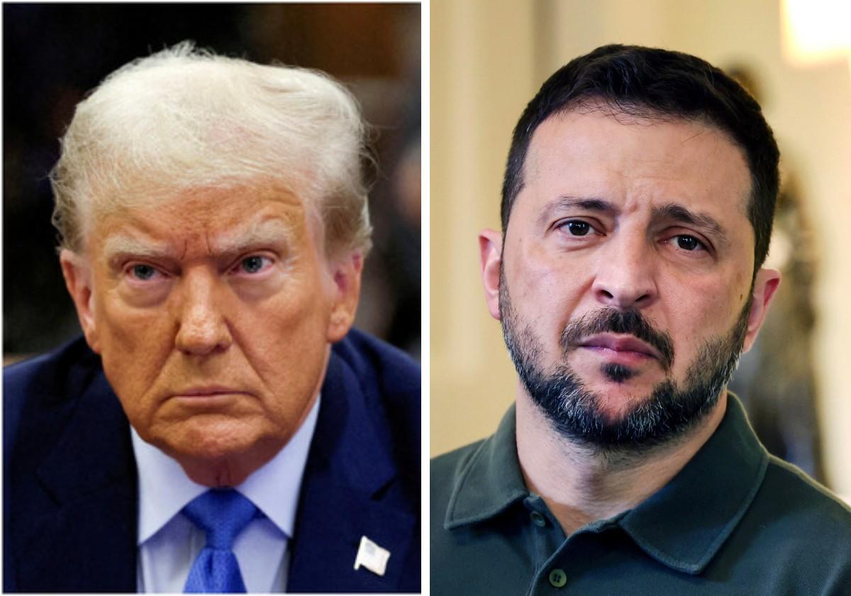 Donald Trump y el presidente ucraniano, Volodímir Zelenski, en una combinación de imágenes.