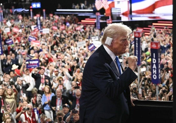 El expresidente Donald Trump en su entrada a la Convención Republicana que le confirmó como candidato a la Casa Blanca en las elecciones de 2024.