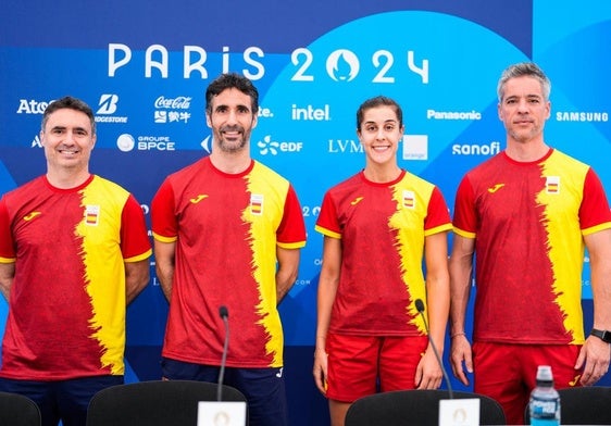 Javier Abián, Pablo Abián, Carolina Marín y Fernando Rivas.