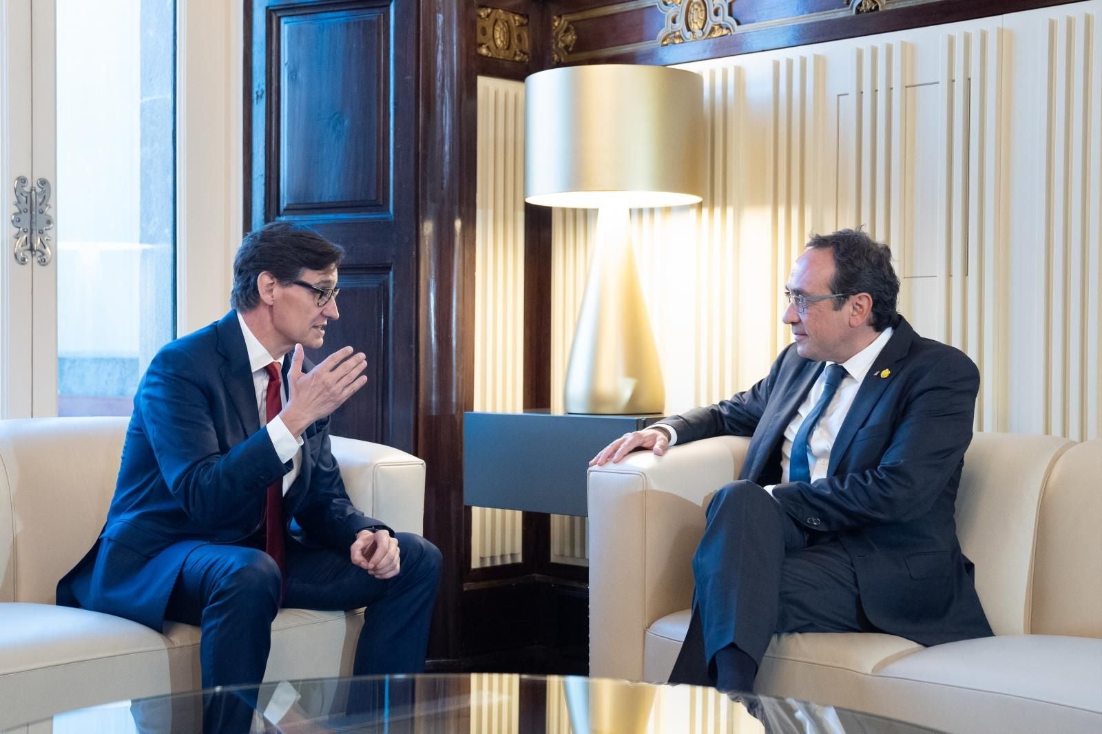 Salvador Illa y Josep Rull durante su reunión este martes.