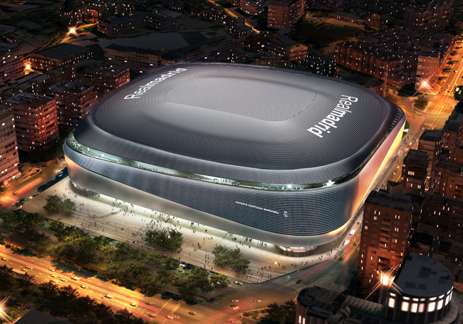 El proyecto de la reforma del Santiago Bernabeú de noche